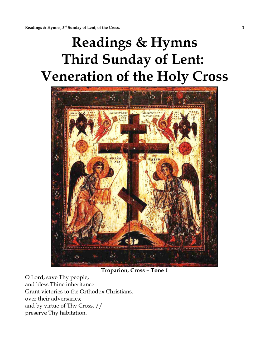 Readings & Hymns Third Sunday of Lent: Veneration of the Holy Cross