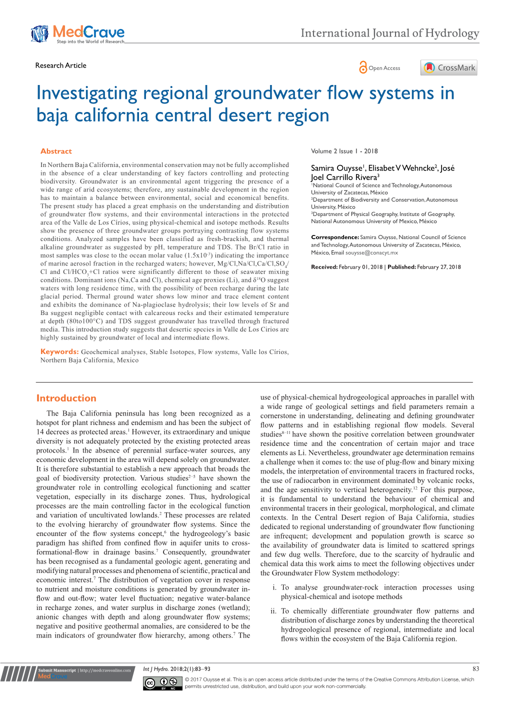 Investigating Regional Groundwater Flow Systems in Baja California Central Desert Region