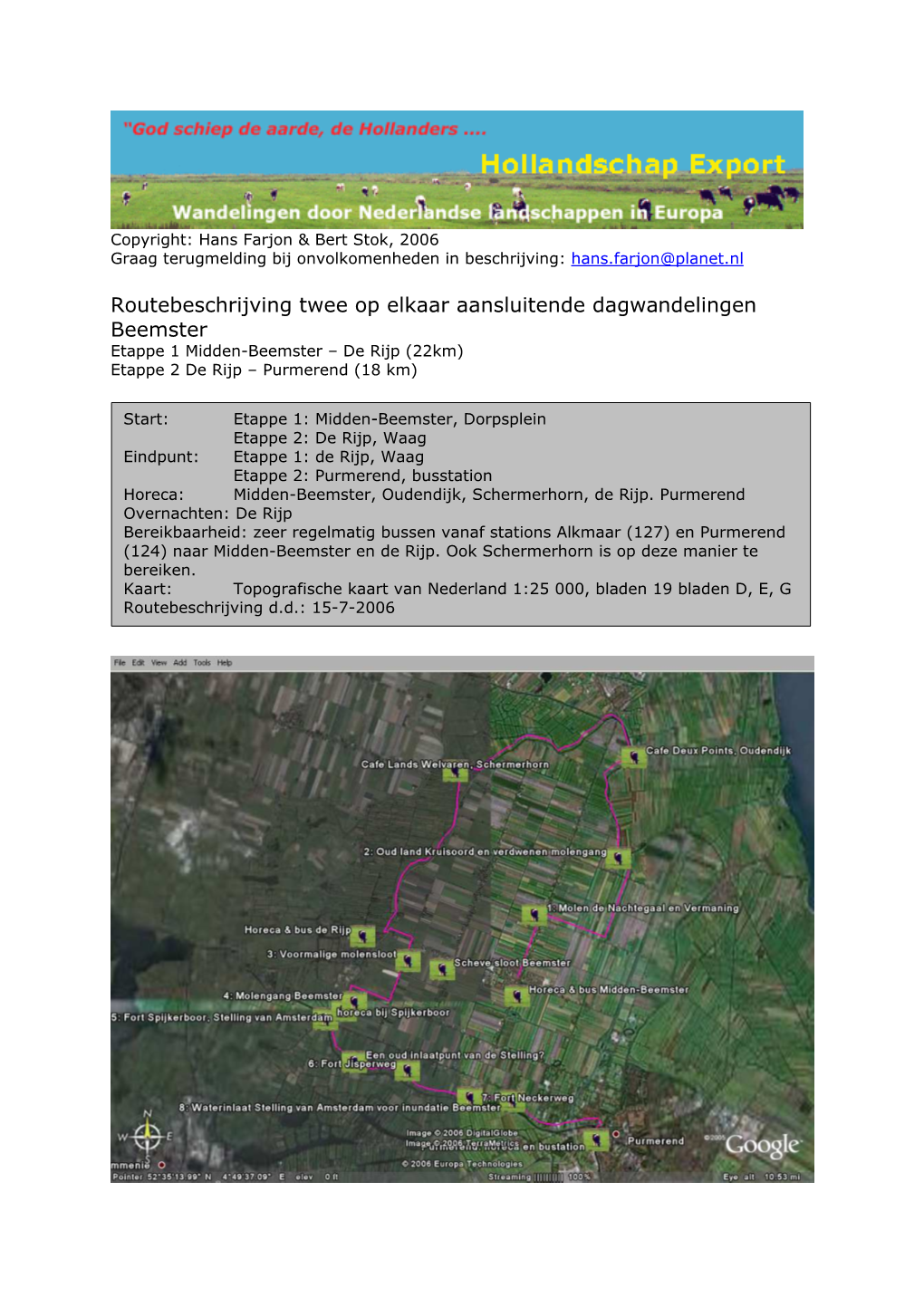 Routebeschrijving Wandeling Beemster