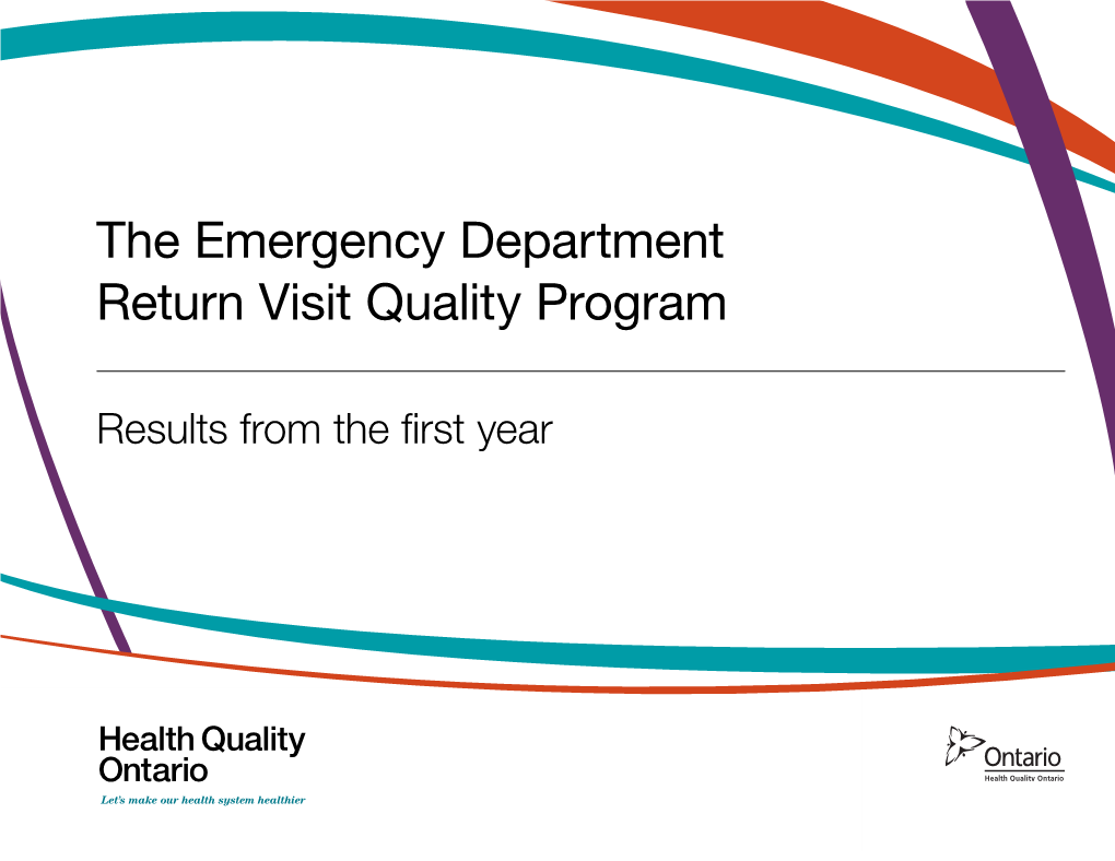 The Emergency Department Return Visit Quality Program: Results from the First Year