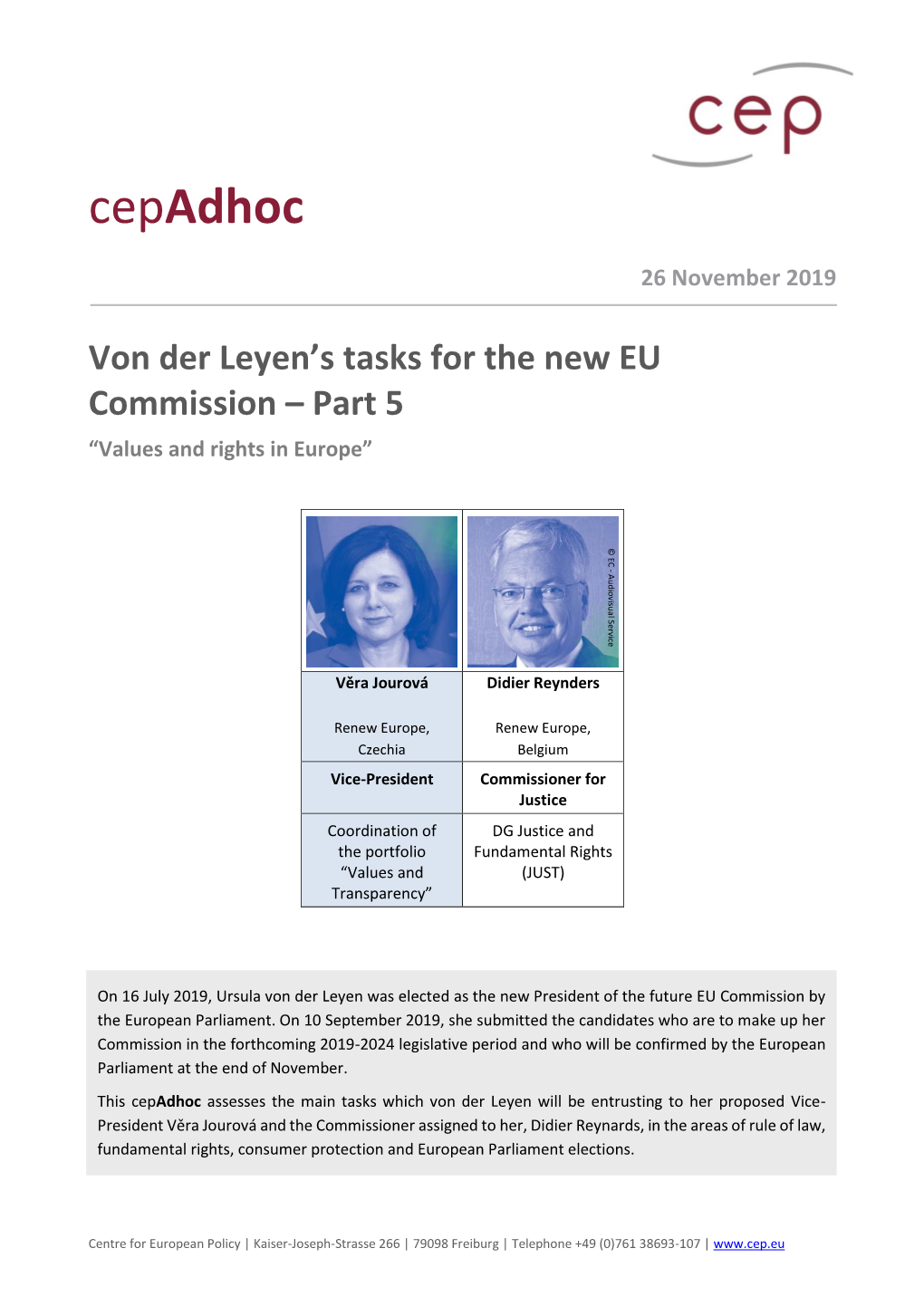 Von Der Leyen's Tasks for the New EU Commission