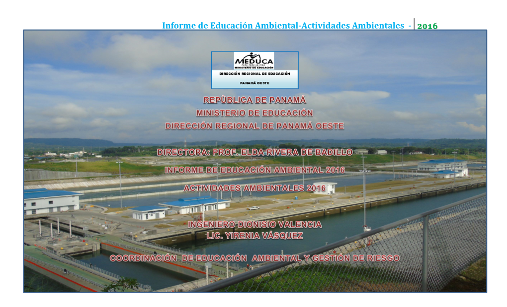 Informe Educación Ambiental Panamá Oeste 2016 MEDUCA