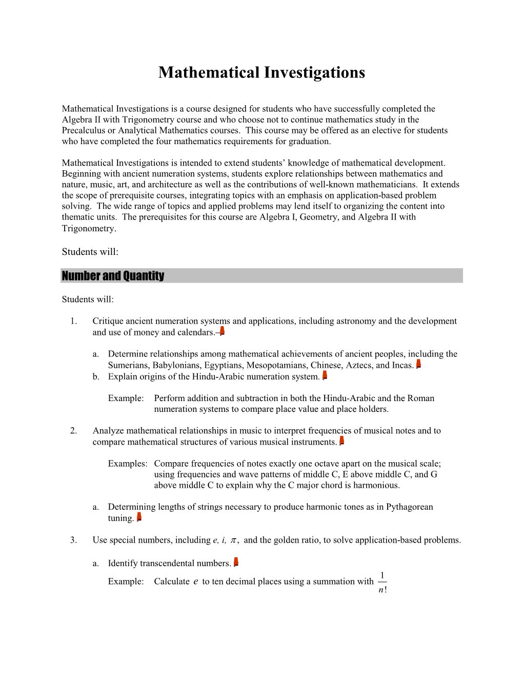 Mathematical Investigations