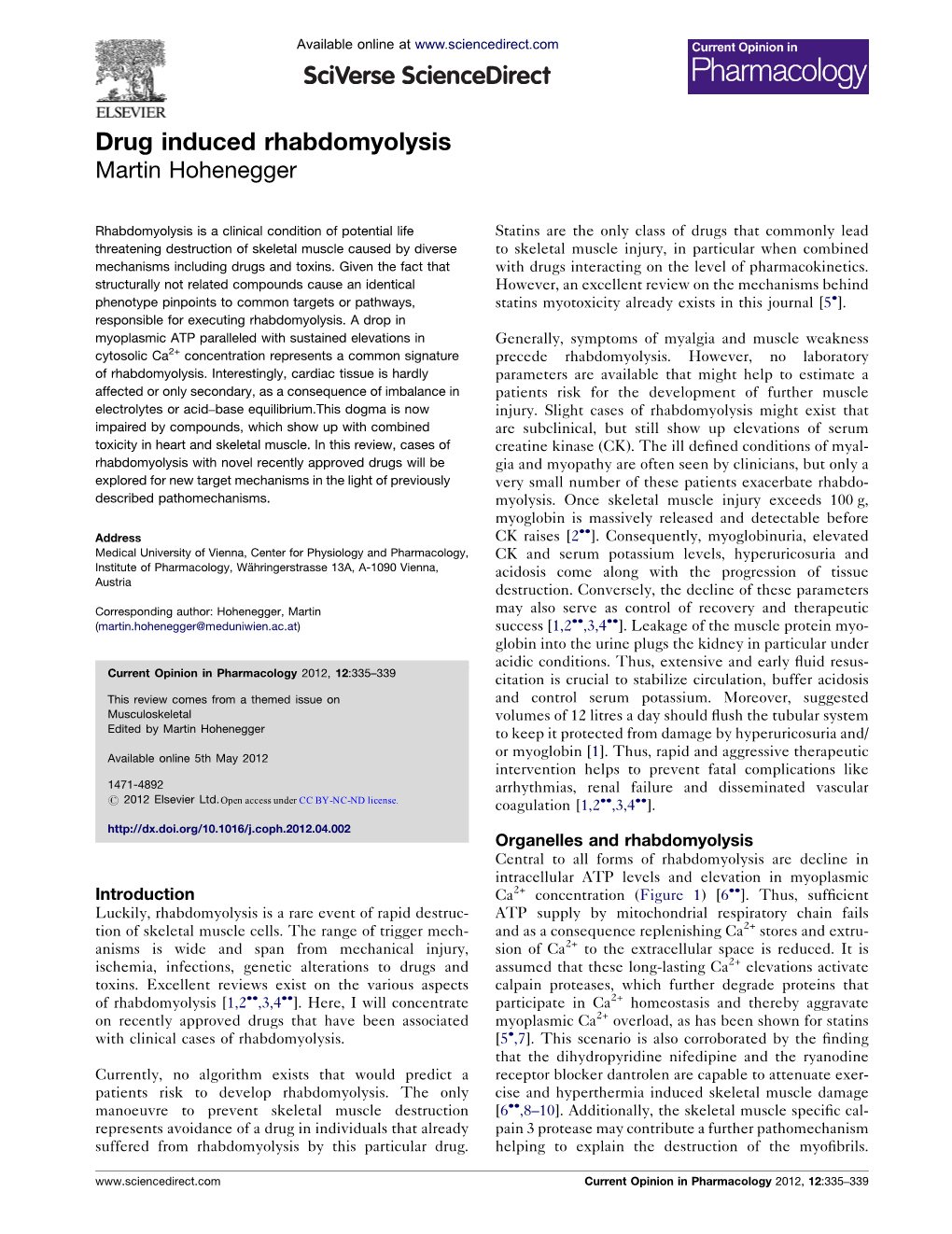 Drug Induced Rhabdomyolysis