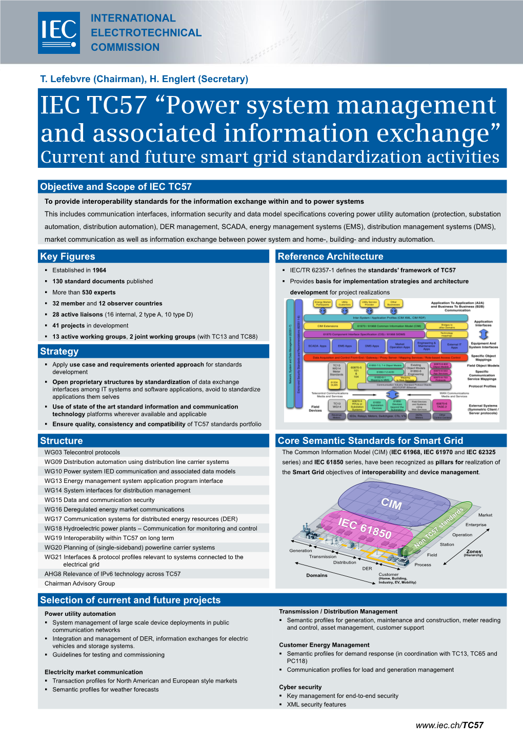 IEC TC57 “Power System Management and Associated Information Exchange” Current and Future Smart Grid Standardization Activities