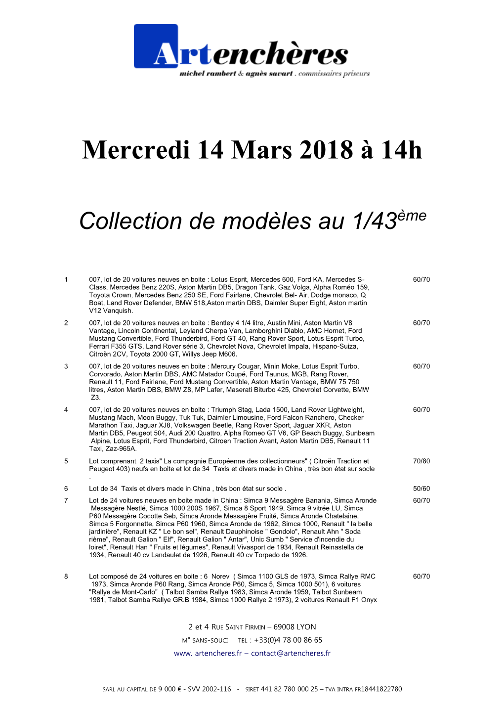 Mercredi 14 Mars 2018 À 14H