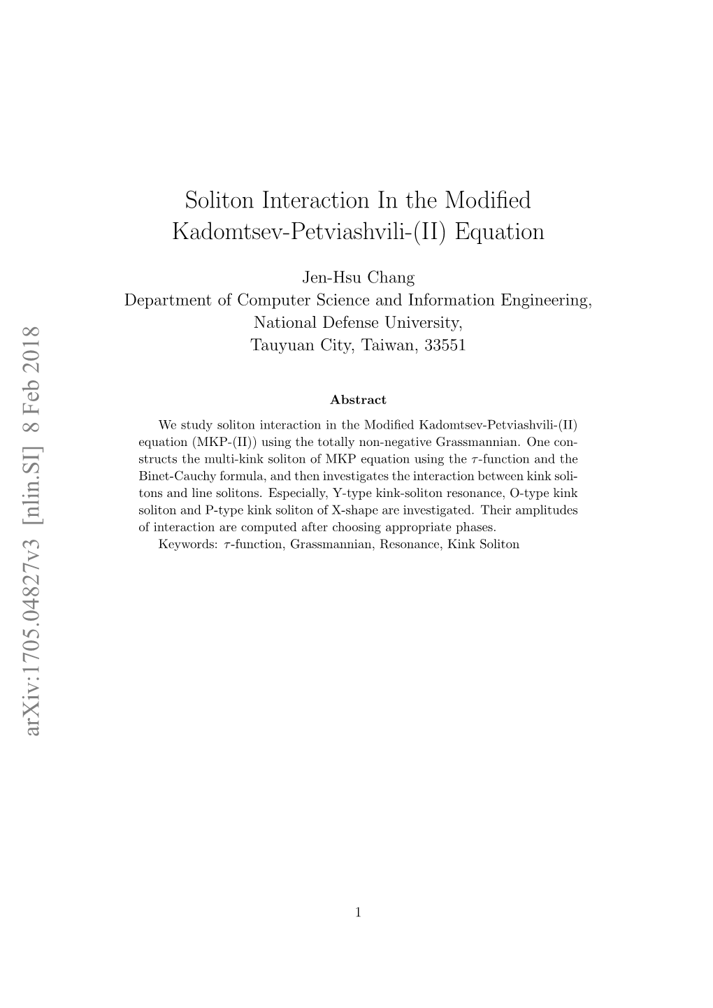 Soliton Interaction in the Modified Kadomtsev-Petviashvili-(II) Equation