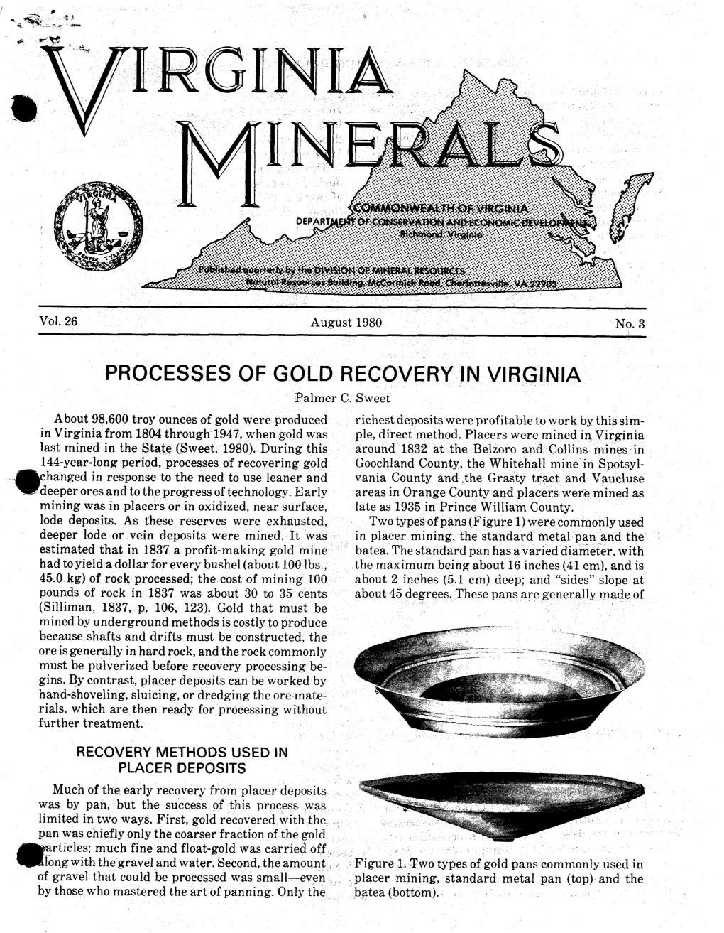 PROCESSES of GOLD RECOVERY in VIRGINIA Palmer C