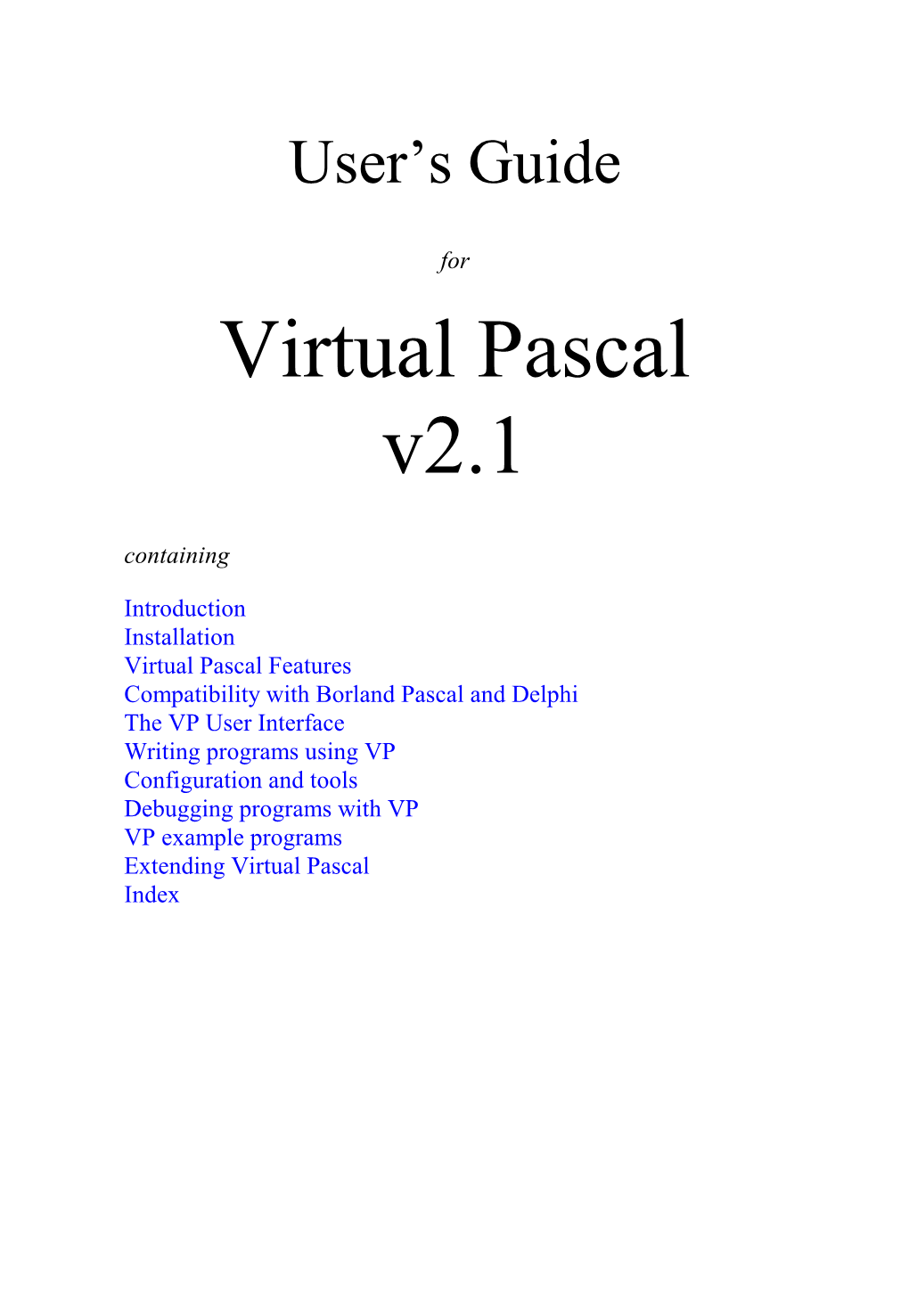 Virtual Pascal User's Guide