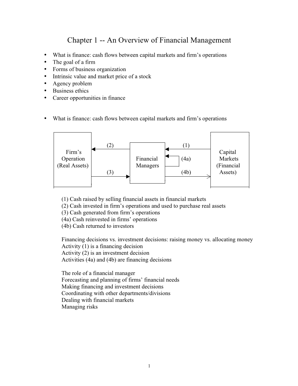 Chapter 1 -- an Overview of Financial Management