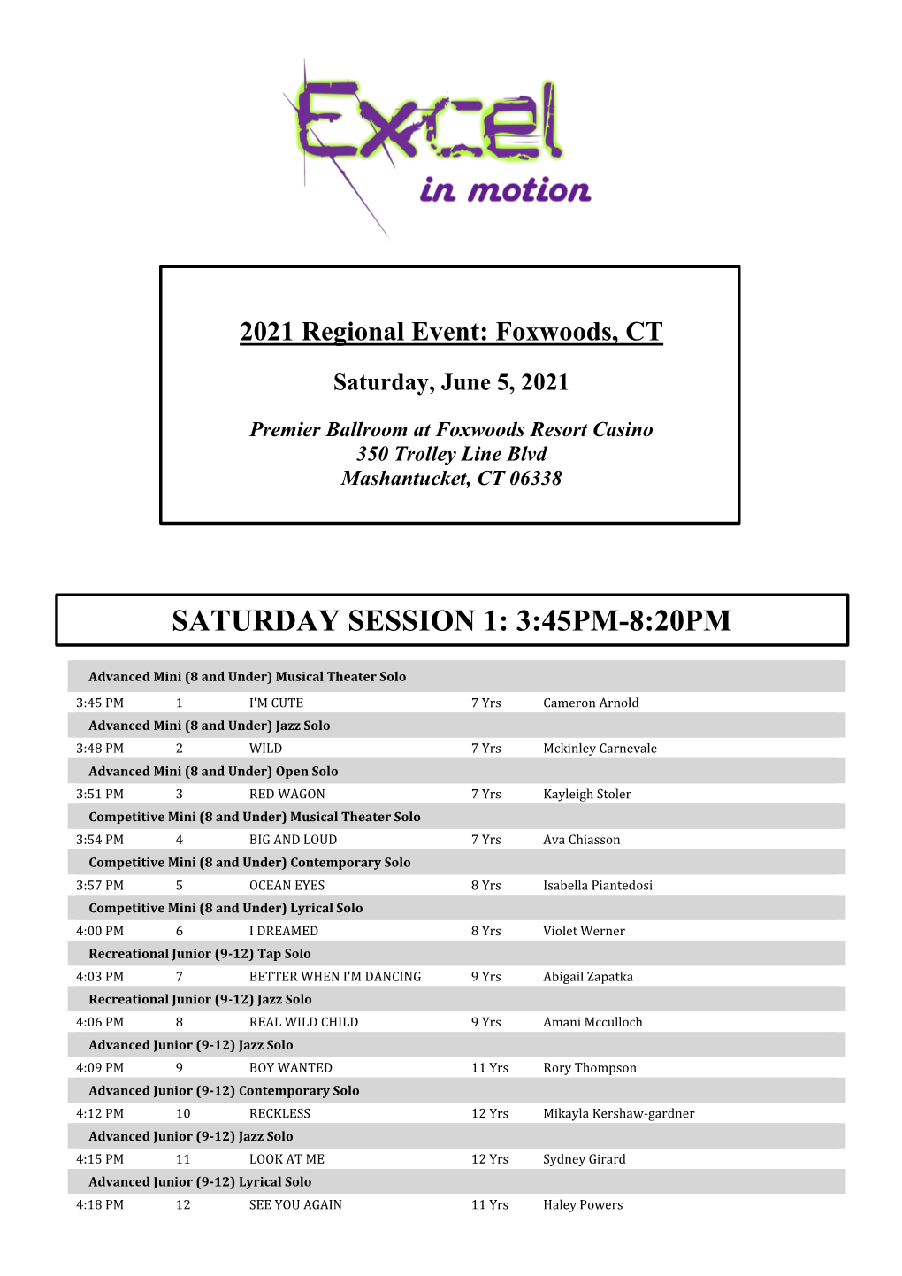 View Competition Schedule