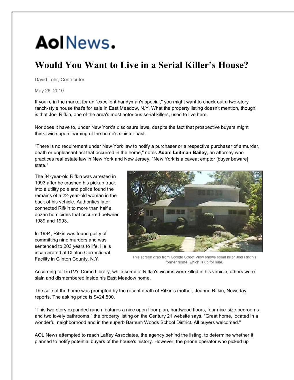 Would You Want to Live in a Serial Killer's House?