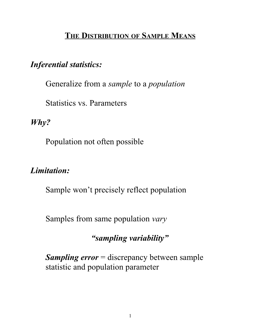 The Sampling Distribution of the Mean