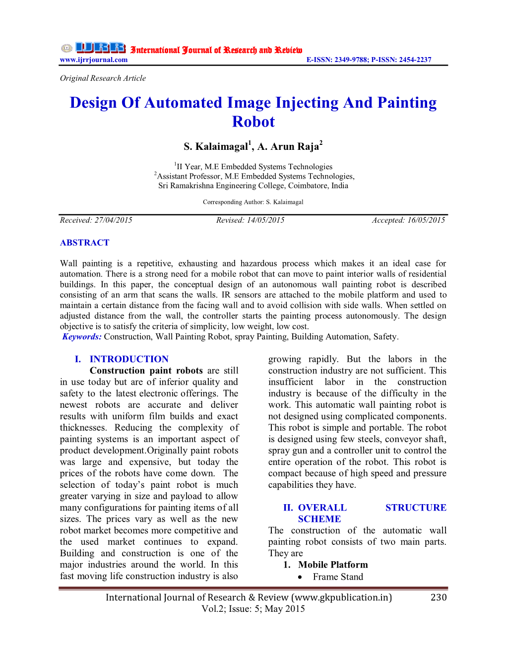 Design of Automated Image Injecting and Painting Robot