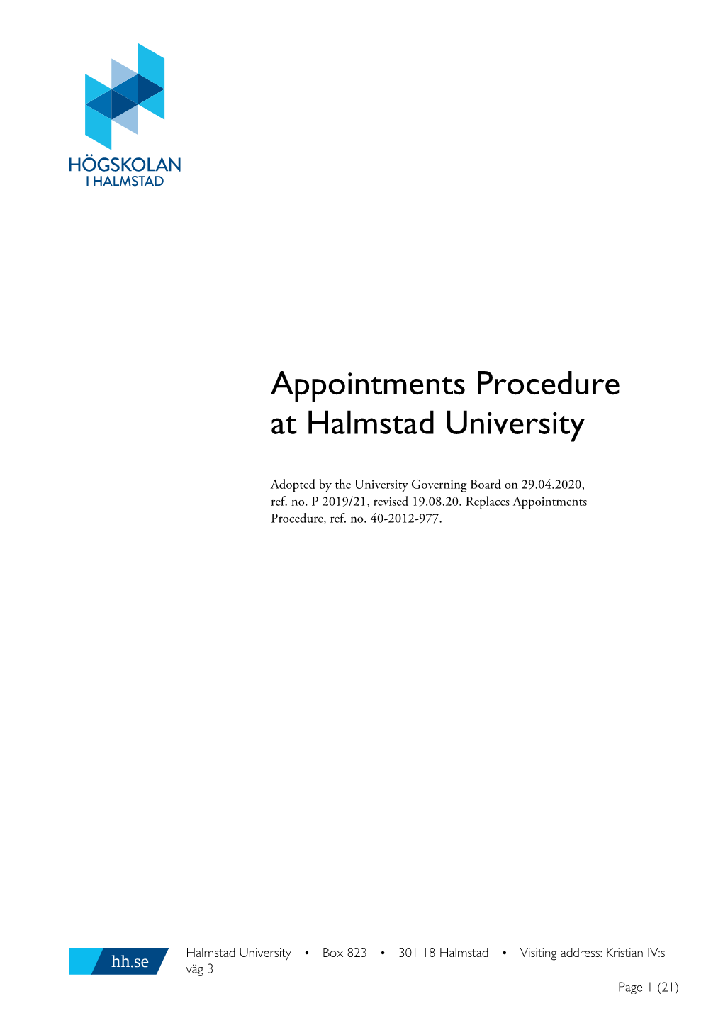 Appointments Procedure at Halmstad University