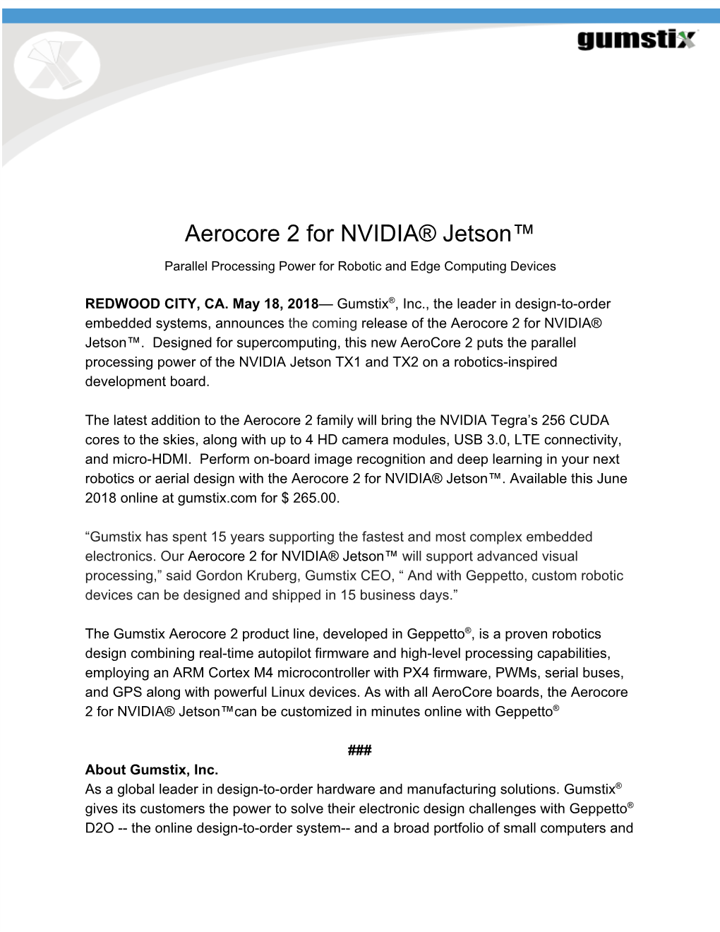 Aerocore 2 for NVIDIA® Jetson™