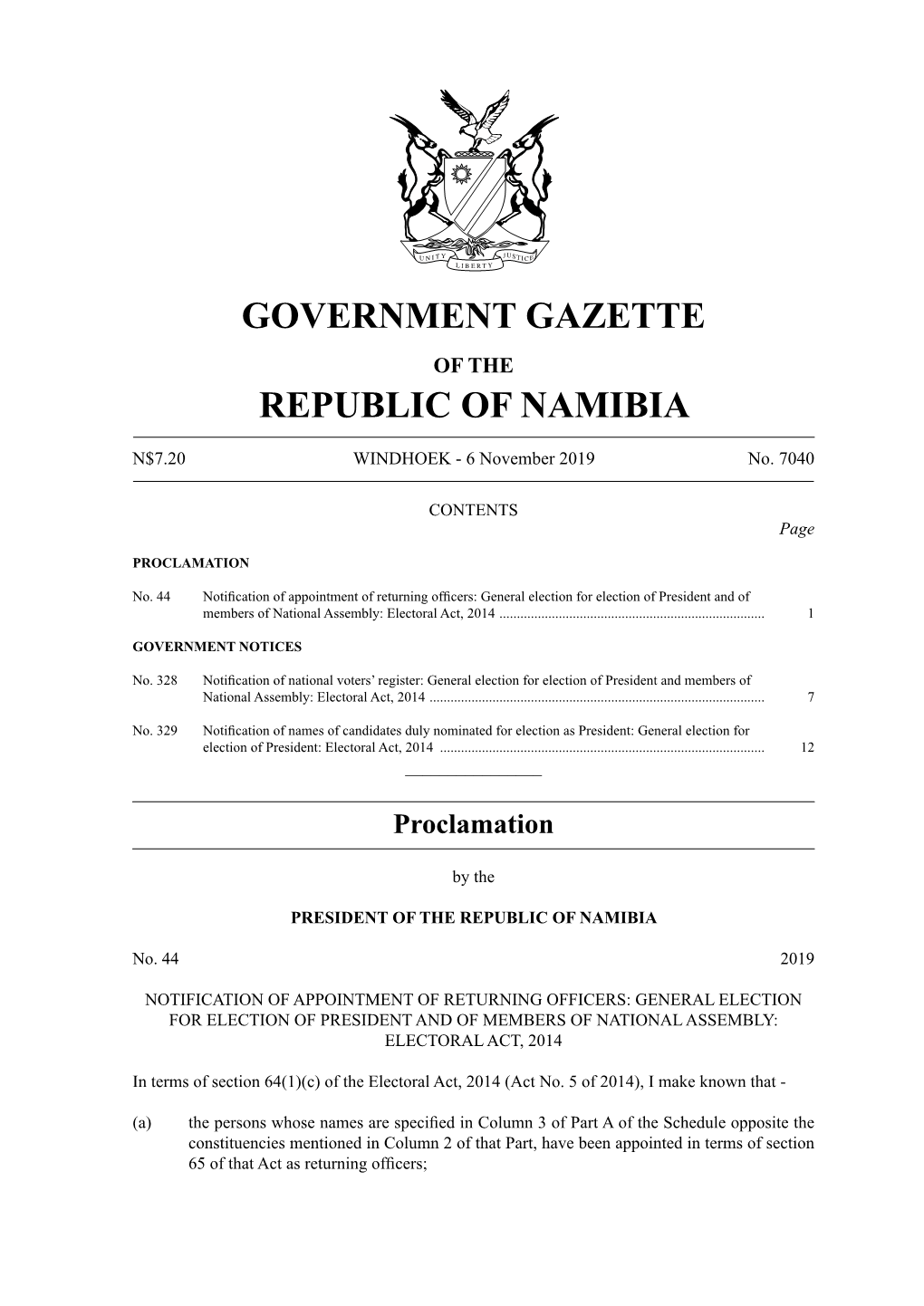 Government Gazette Republic of Namibia