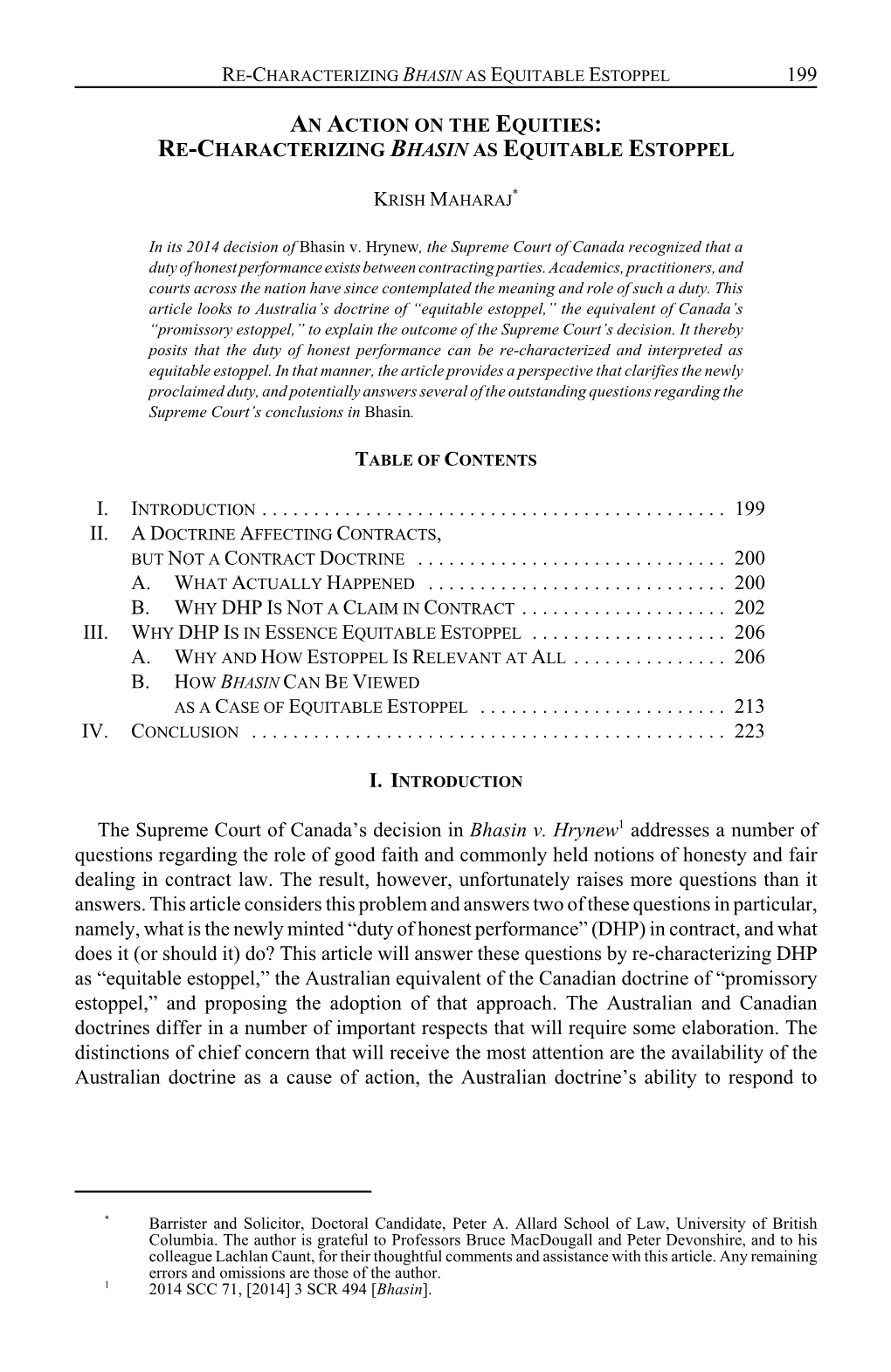 199 an Action on the Equities: Re