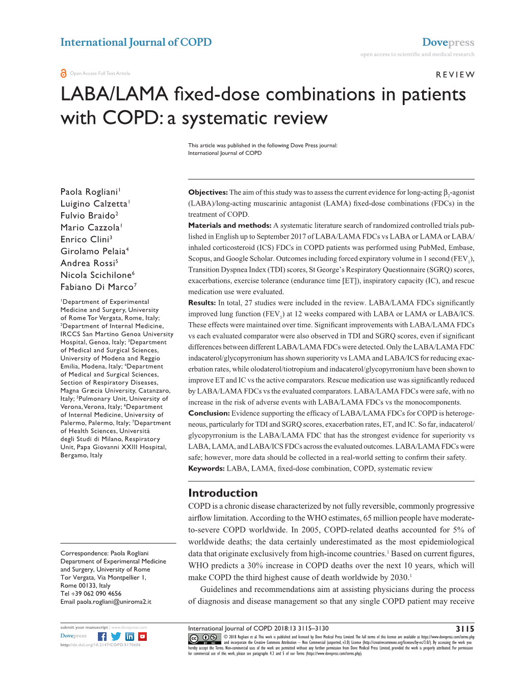 LABA/LAMA Fixed-Dose Combinations in Patients with COPD: a Systematic Review