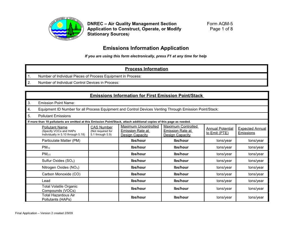 Final Application Version 2 Created 2/9/09