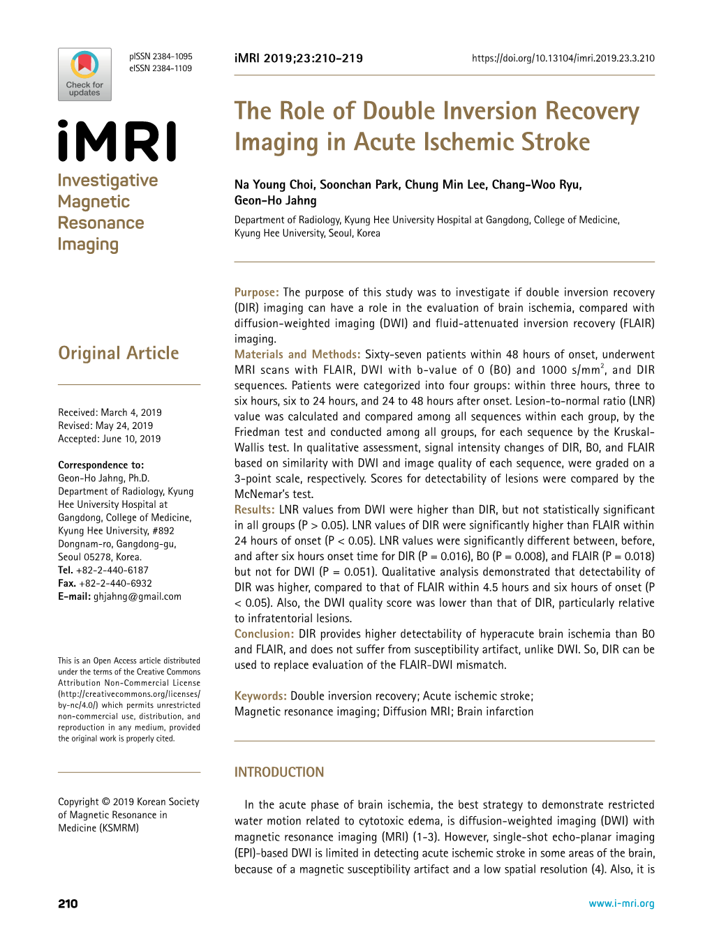 The Role of Double Inversion Recovery Imaging in Acute Ischemic Stroke