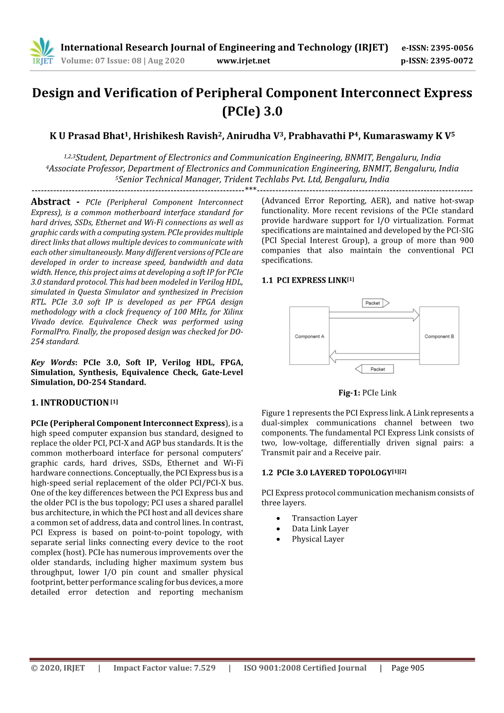 Design and Verification of Peripheral Component Interconnect Express (Pcie) 3.0