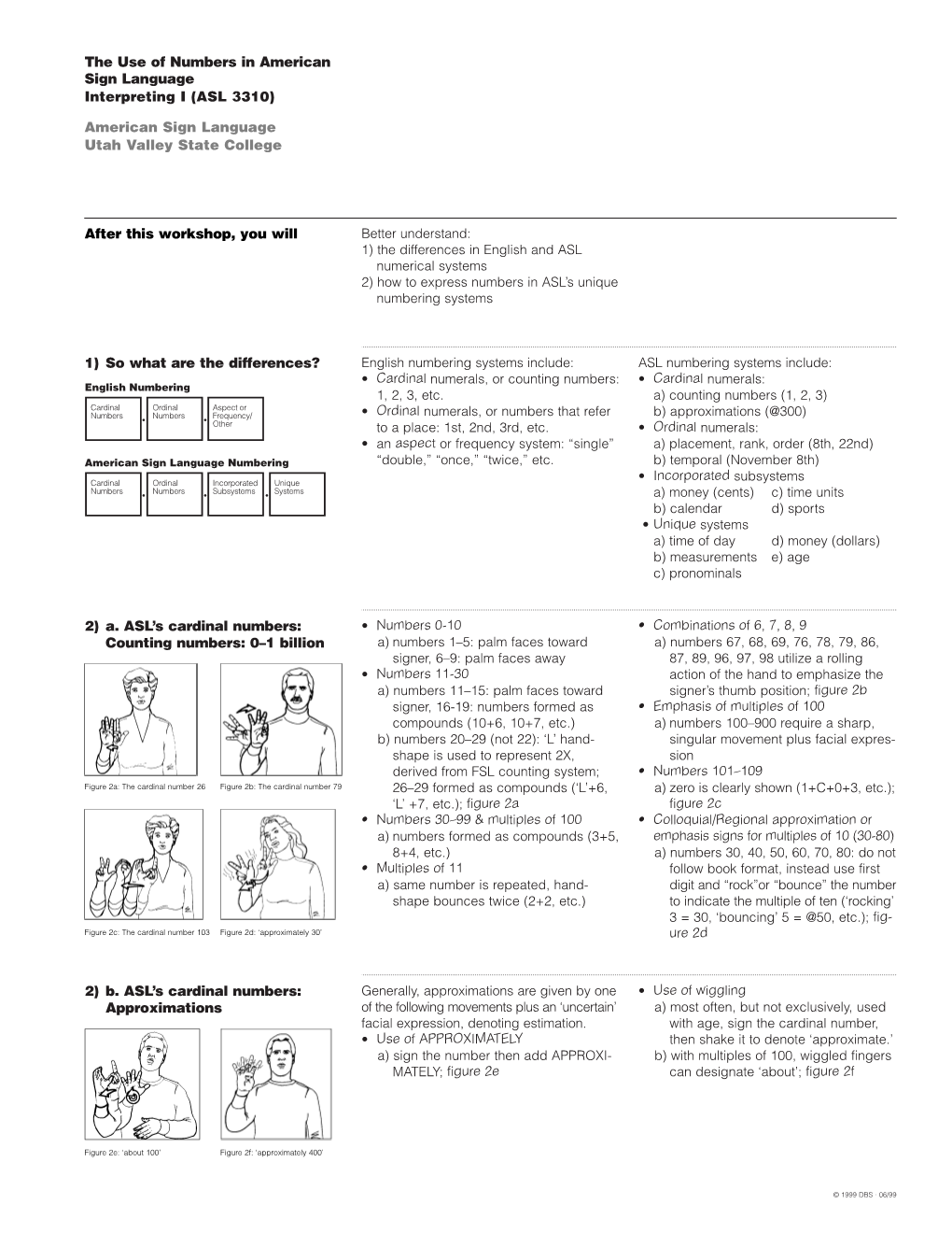 0–1 Billion 2) B. ASL's Cardinal Numbers