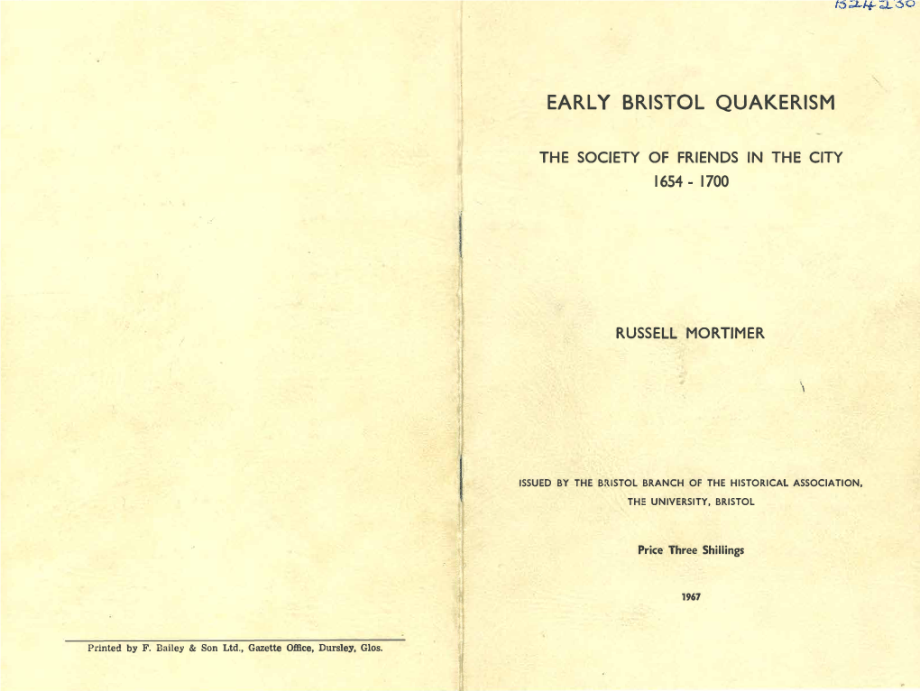 Early Bristol Quakerism