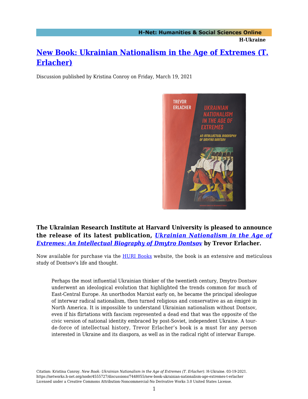 Ukrainian Nationalism in the Age of Extremes (T