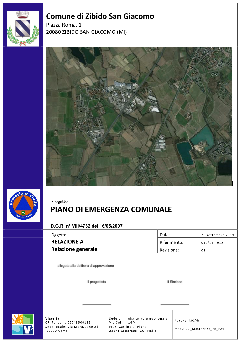 Comune Di Zibido San Giacomo I PIANO DI EMERGENZA COMUNALE