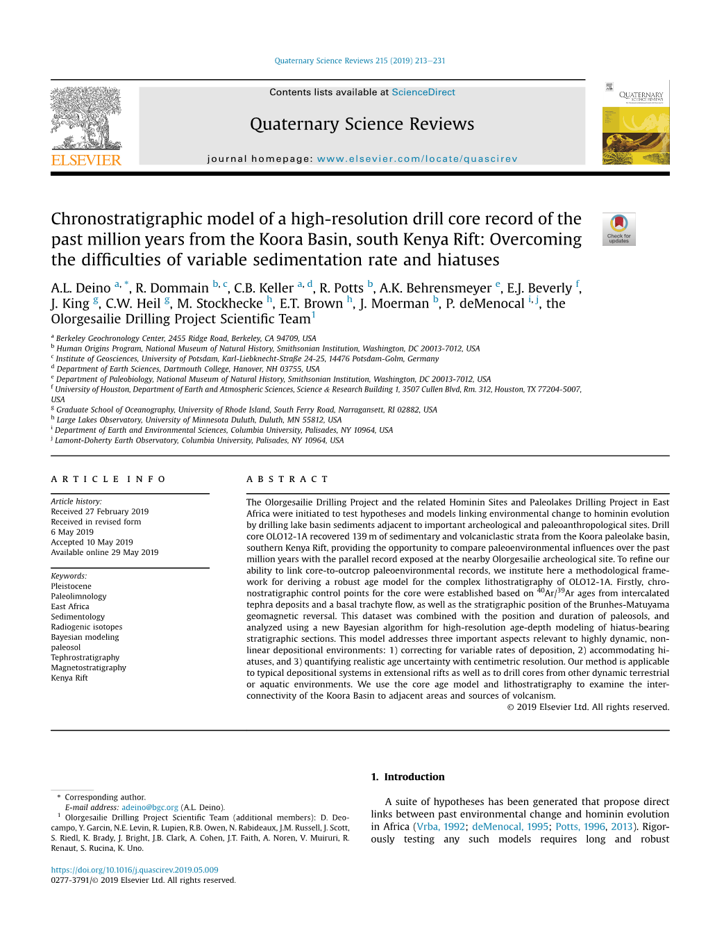 Chronostratigraphic Model of a High-Resolution Drill Core Record Of