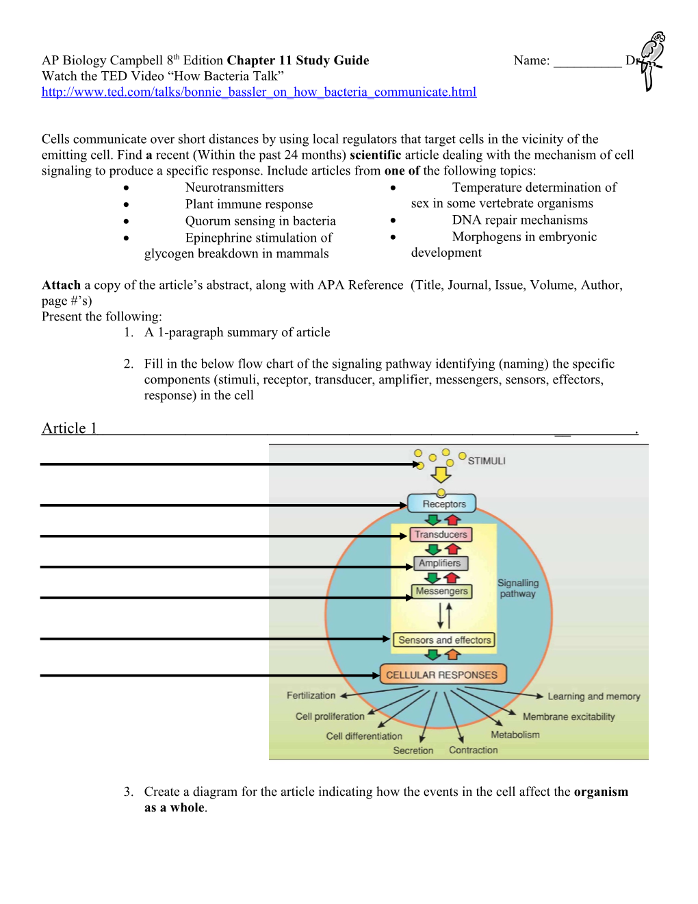 AP Biology Campbell 8Th Edition Chapter 11 Study Guide