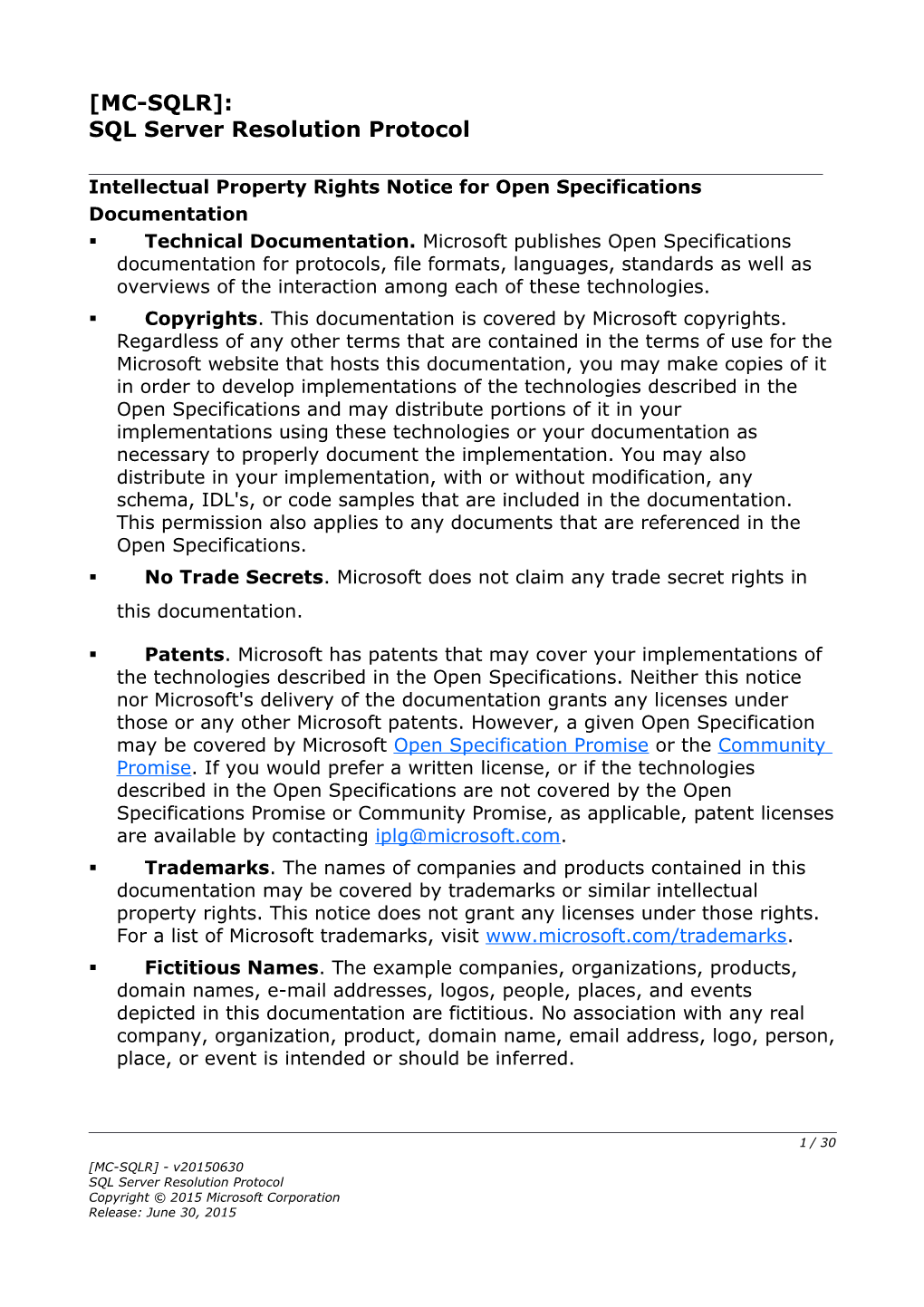 SQL Server Resolution Protocol