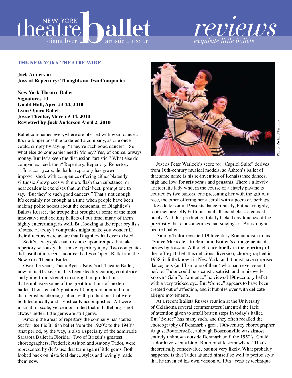 Reviews Diana Byer Bartistic Director Exquisite Little Ballets