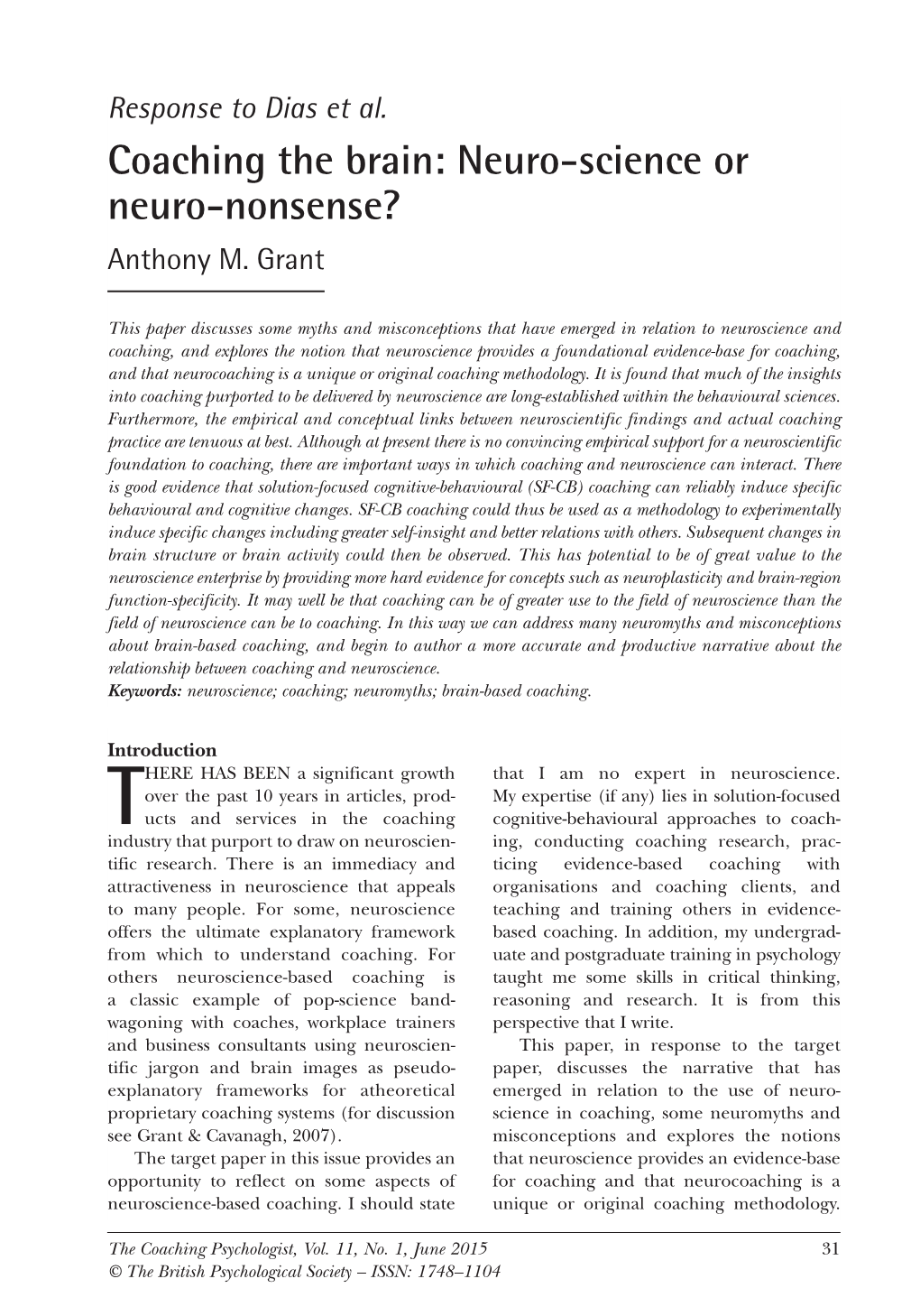 Coaching the Brain- Neuro-Science Or Neuro-Nonsense?