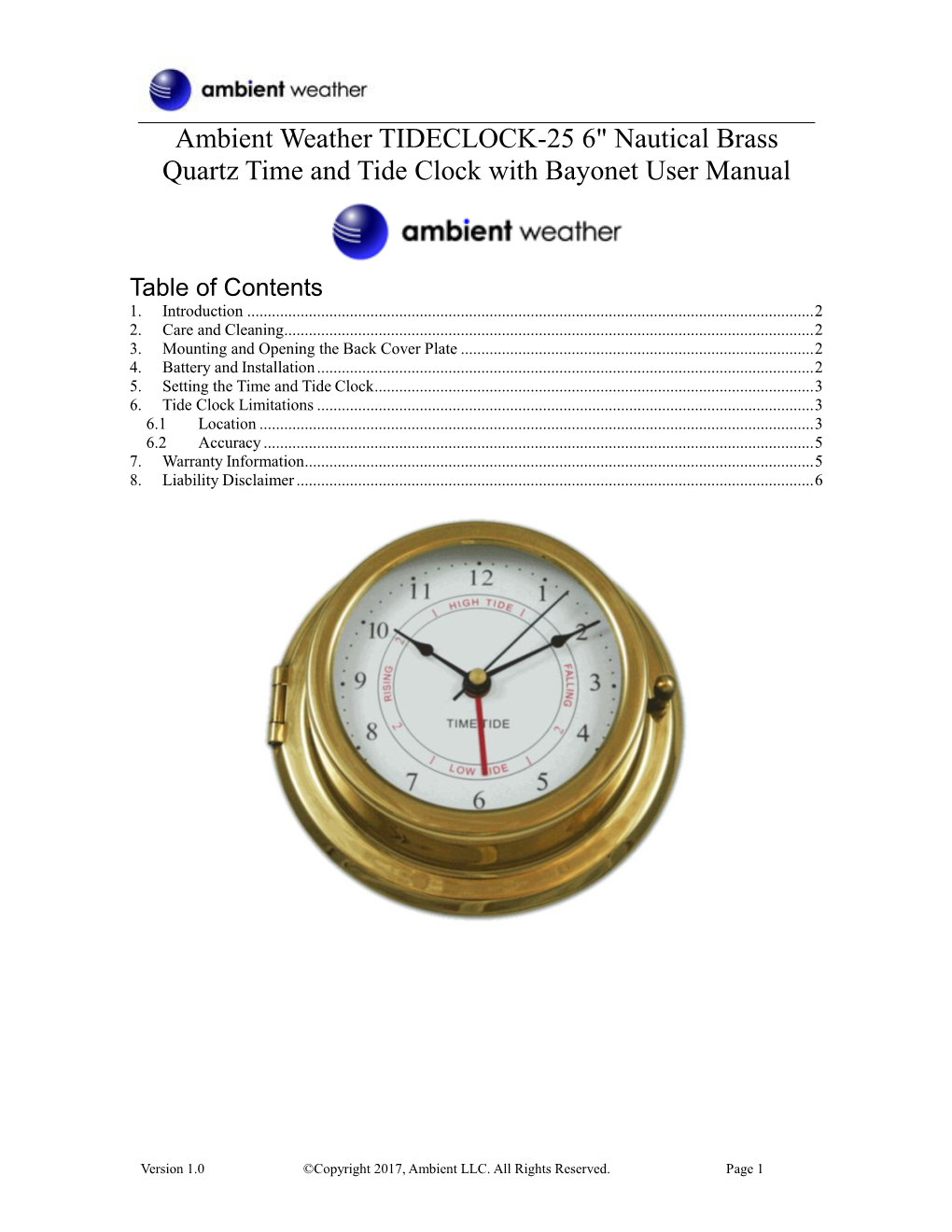 6. Tide Clock Limitations