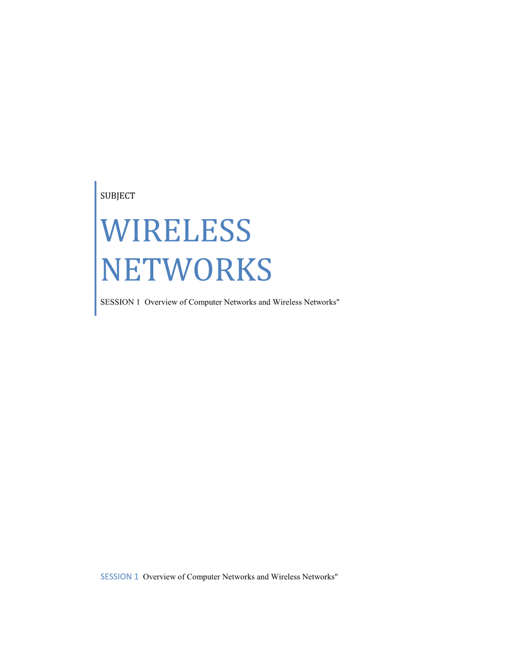 Wireless Networks