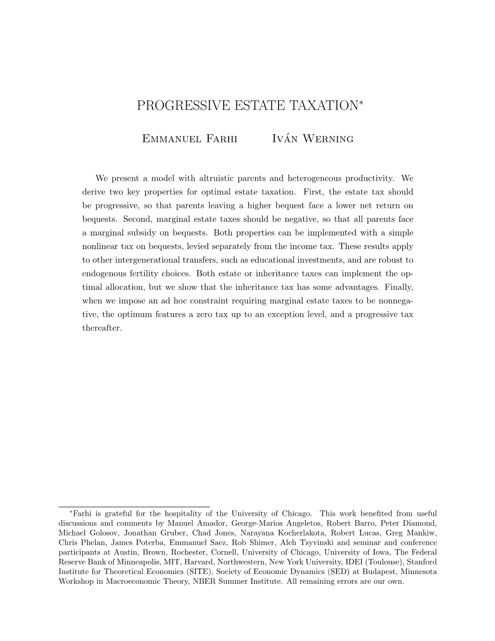 Progressive Estate Taxation∗