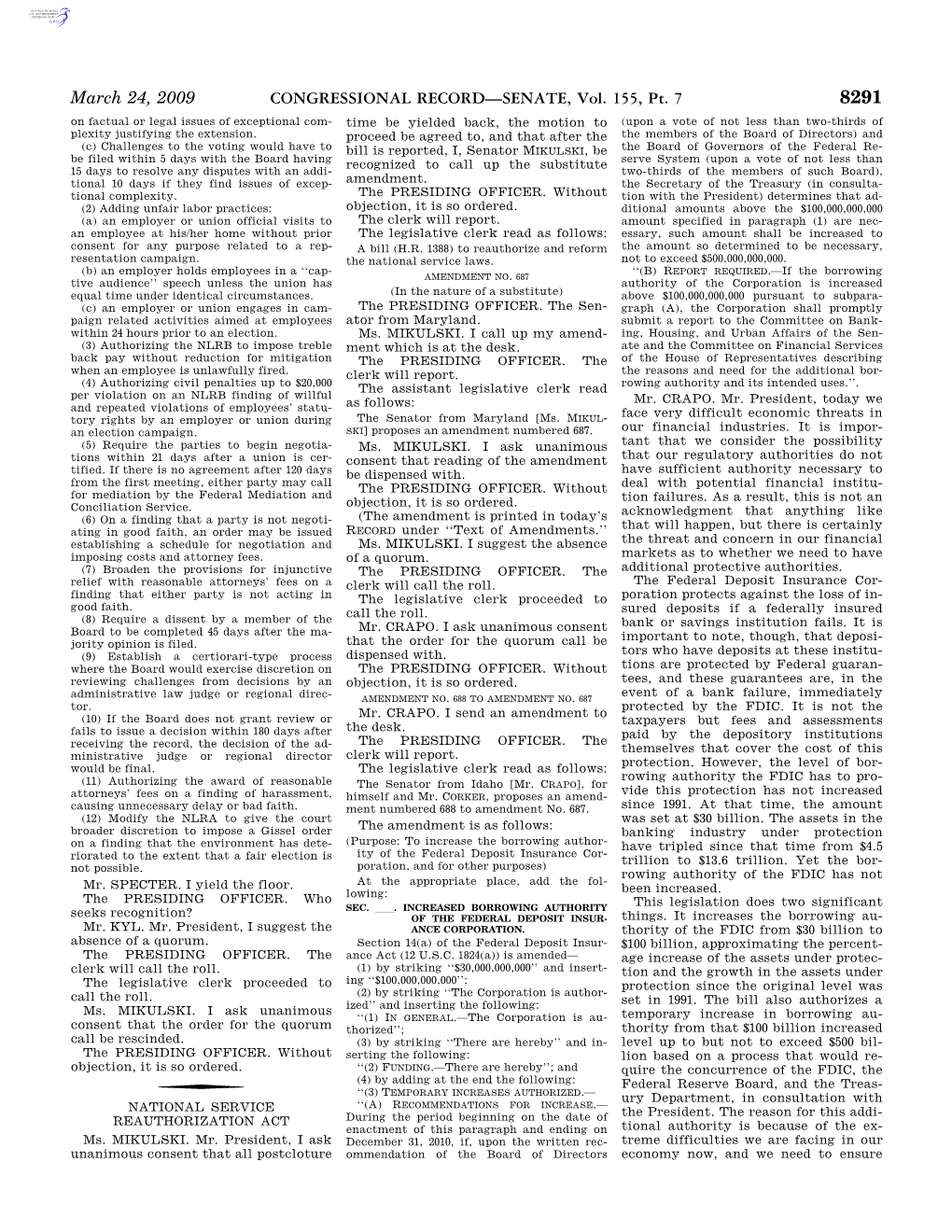 CONGRESSIONAL RECORD—SENATE, Vol. 155, Pt