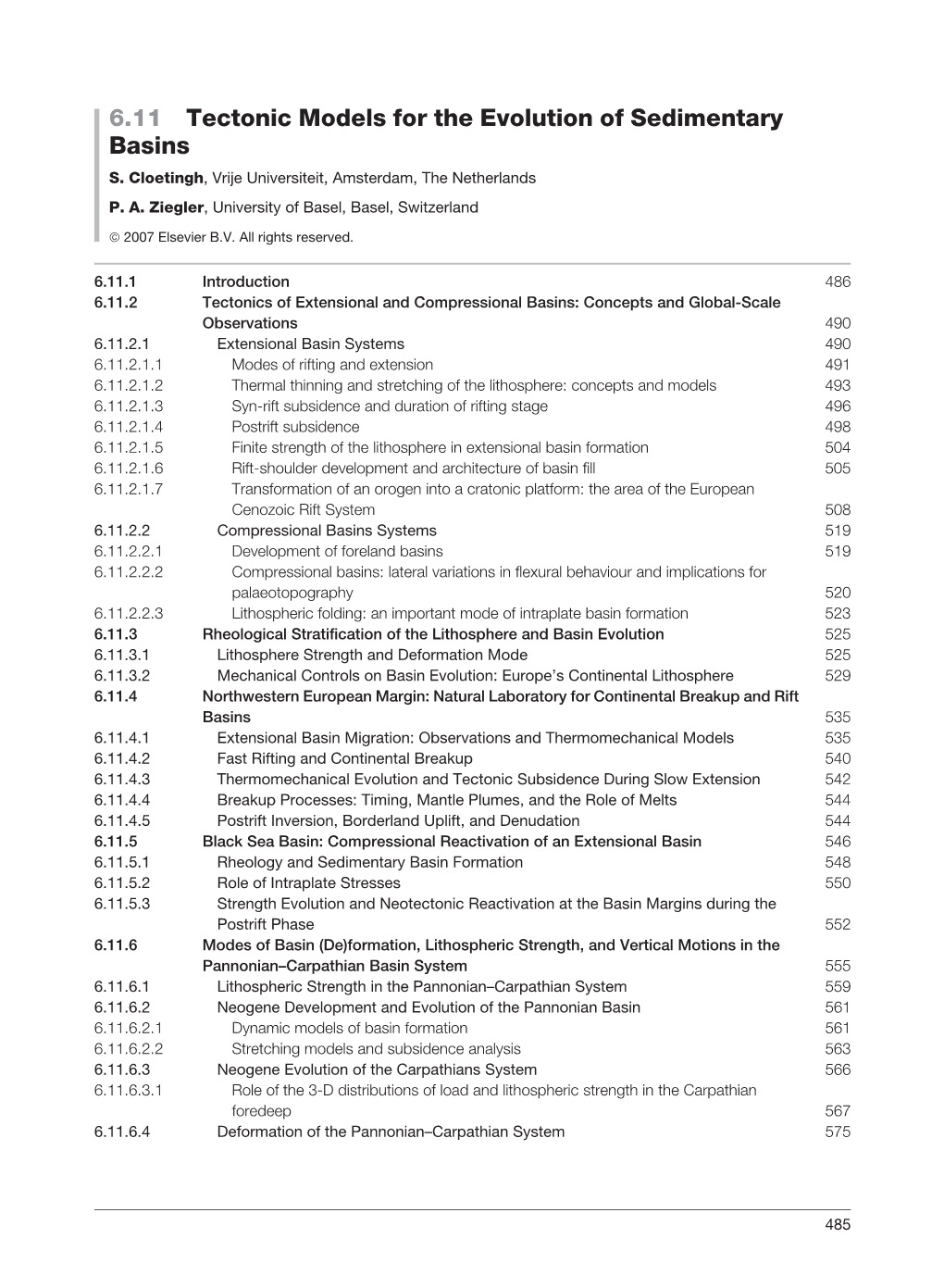 6.11 Tectonic Models for the Evolution of Sedimentary Basins S