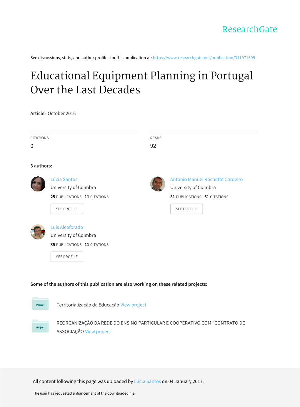 Educational Equipment Planning in Portugal Over the Last Decades