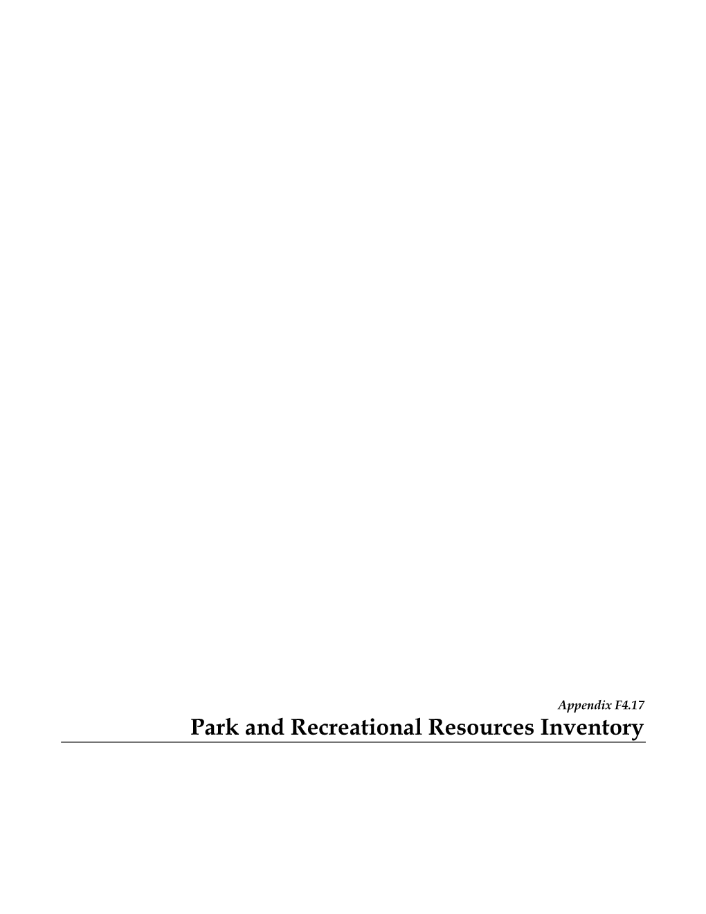 Park and Recreational Resources Inventory