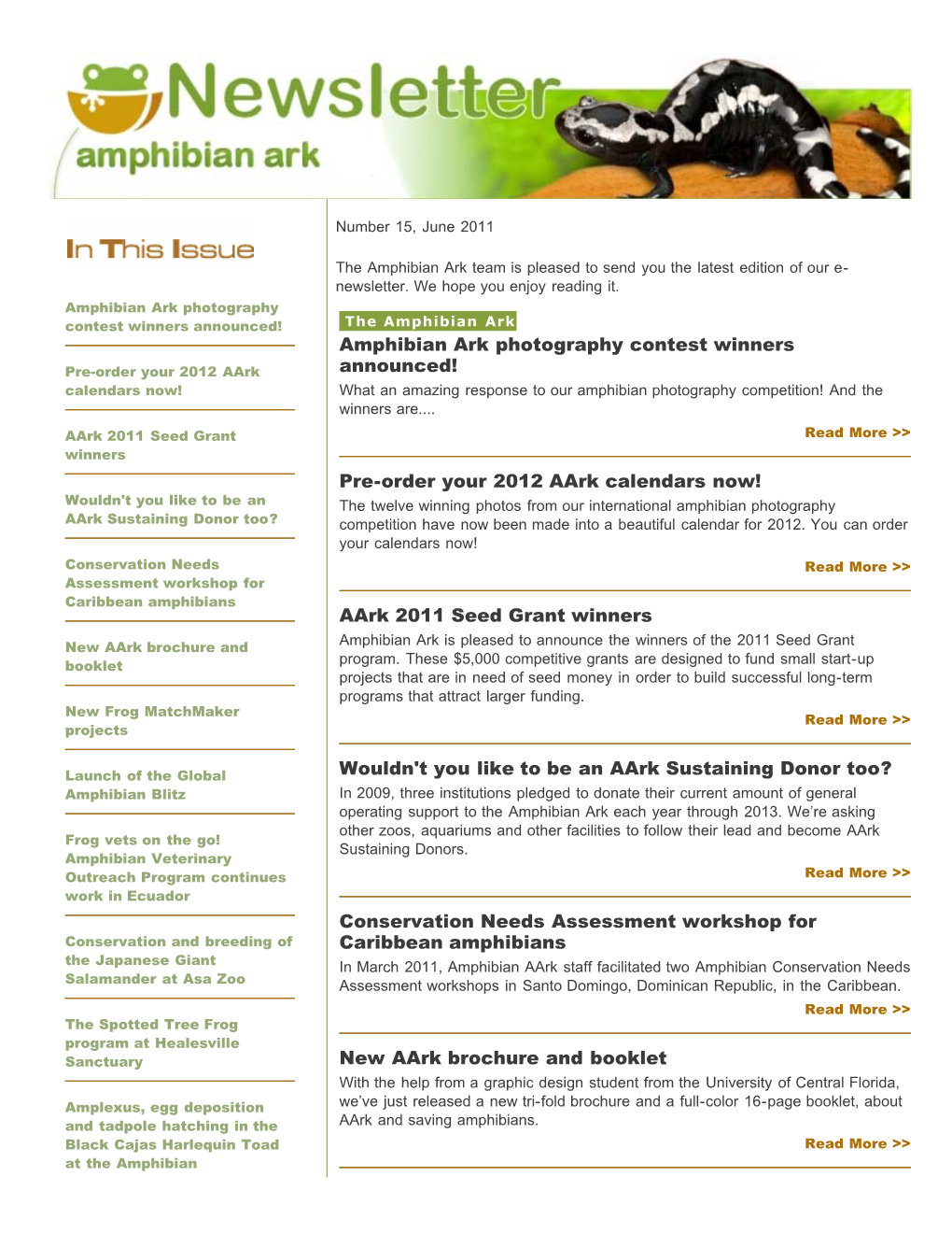 Amphibian Ark News