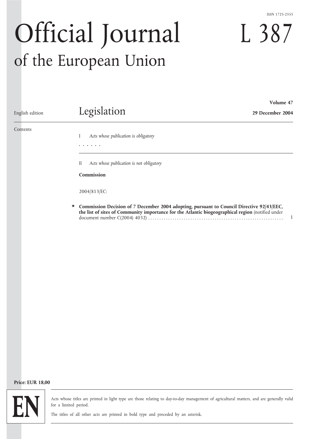 Official Journal L 387 of the European Union