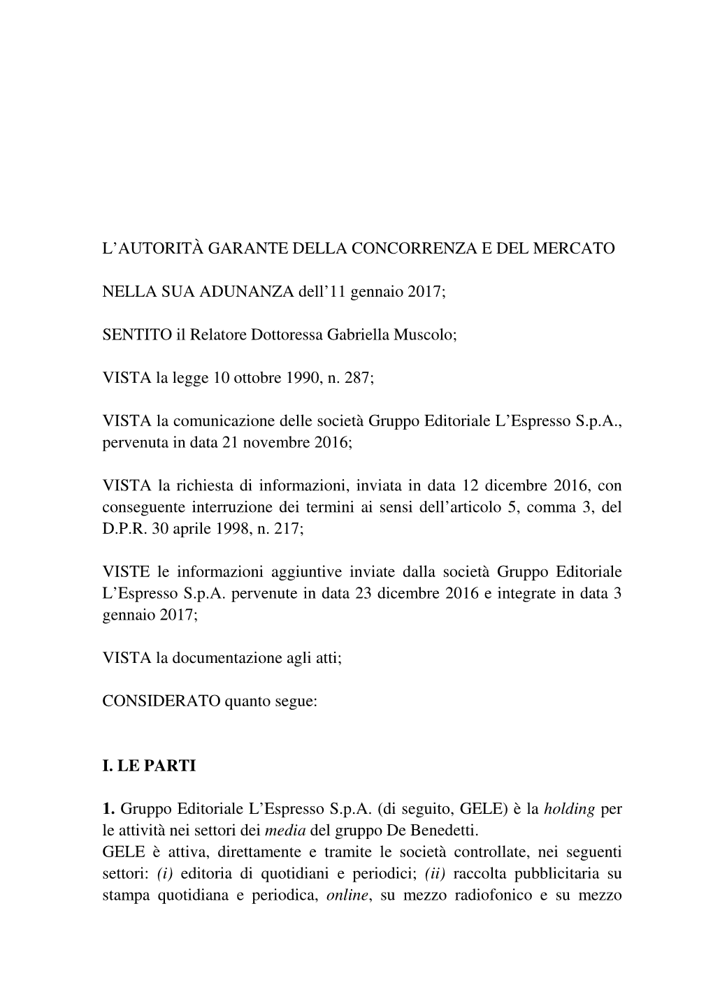 L'autorità Garante Della Concorrenza E Del