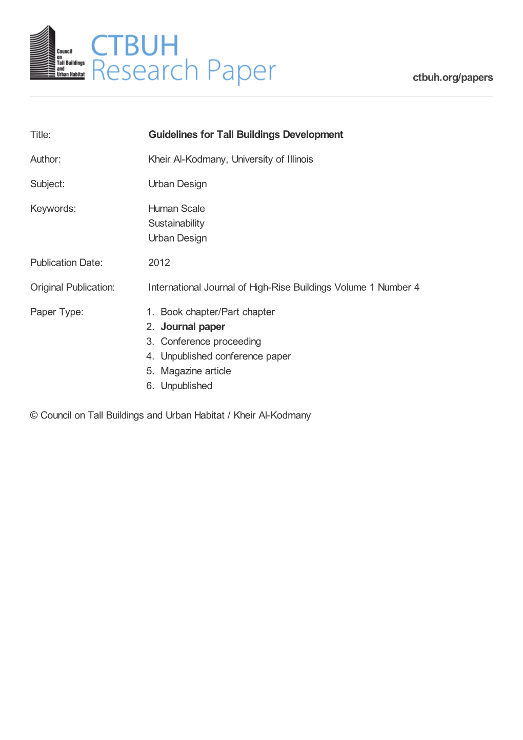 Guidelines for Tall Buildings Development 2. Journal Paper