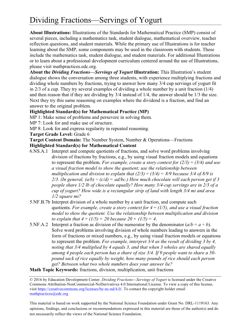 Dividing Fractions—Servings of Yogurt