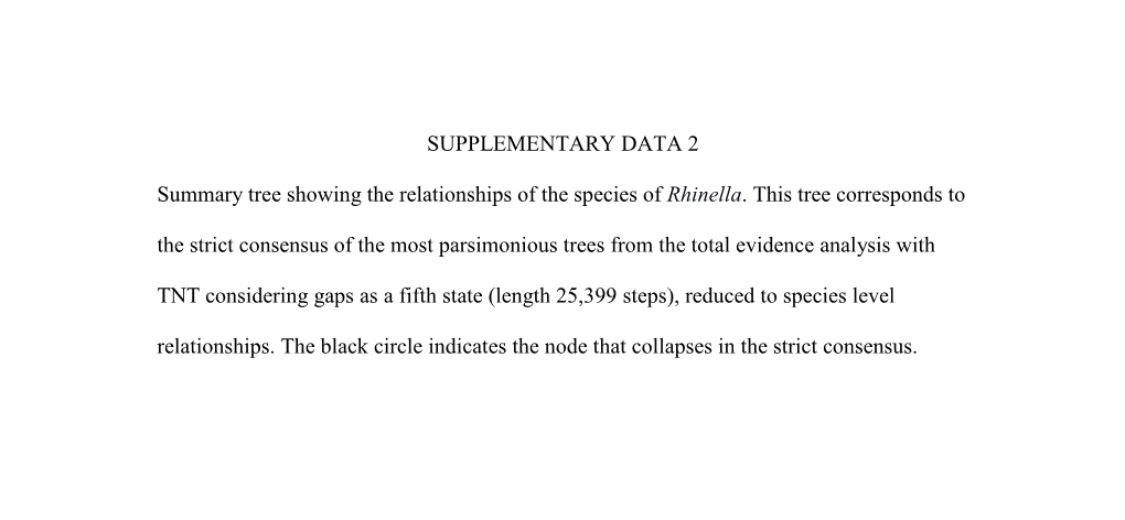 SUPPLEMENTARY DATA 2 Summary Tree Showing the Relationships of the Species of Rhinella. This Tree Corresponds to the Strict Cons