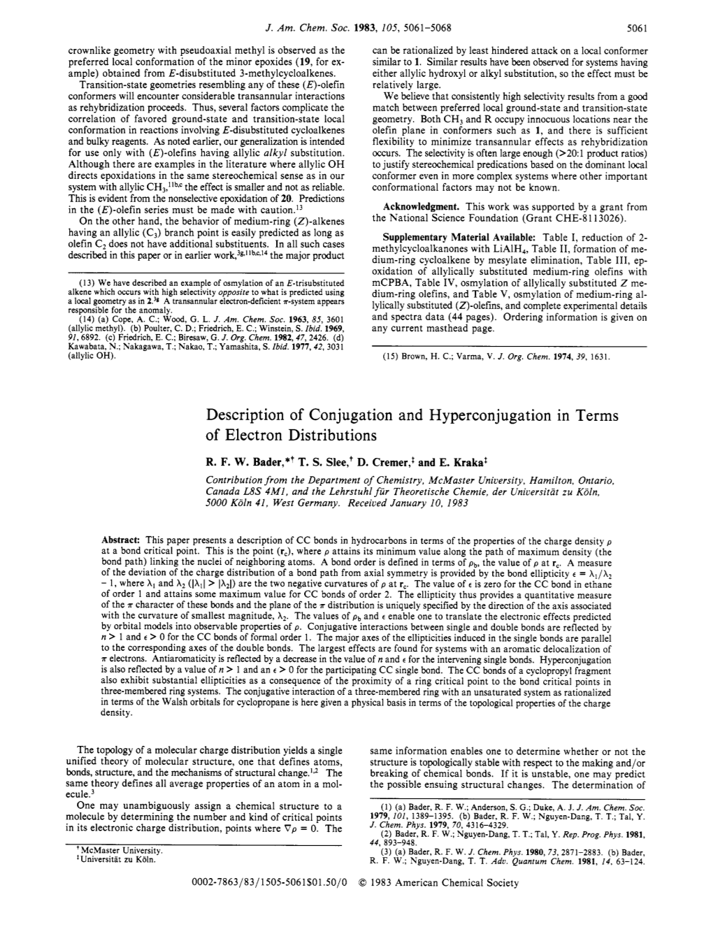 Description of Conjugation and Hyperconjugation in Terms of Electron Distributions