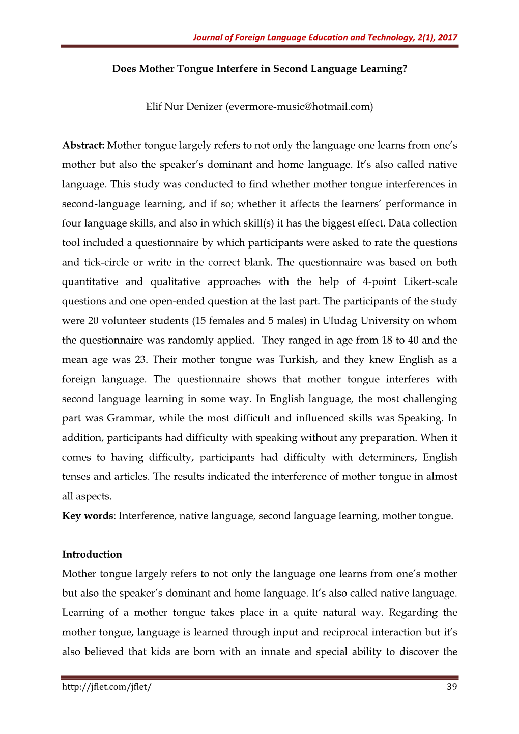 Does Mother Tongue Interfere in Second Language Learning?